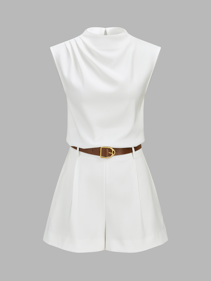 Draped Sleeveless Top & Belted Shorts Set