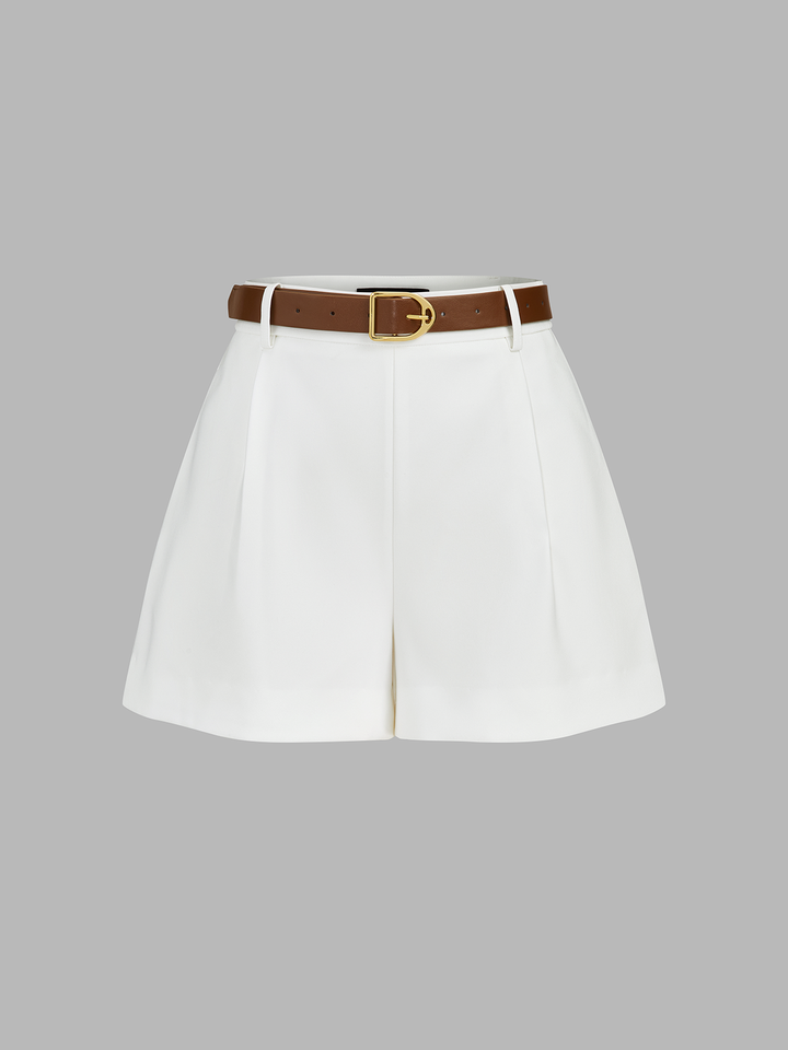 Draped Sleeveless Top & Belted Shorts Set