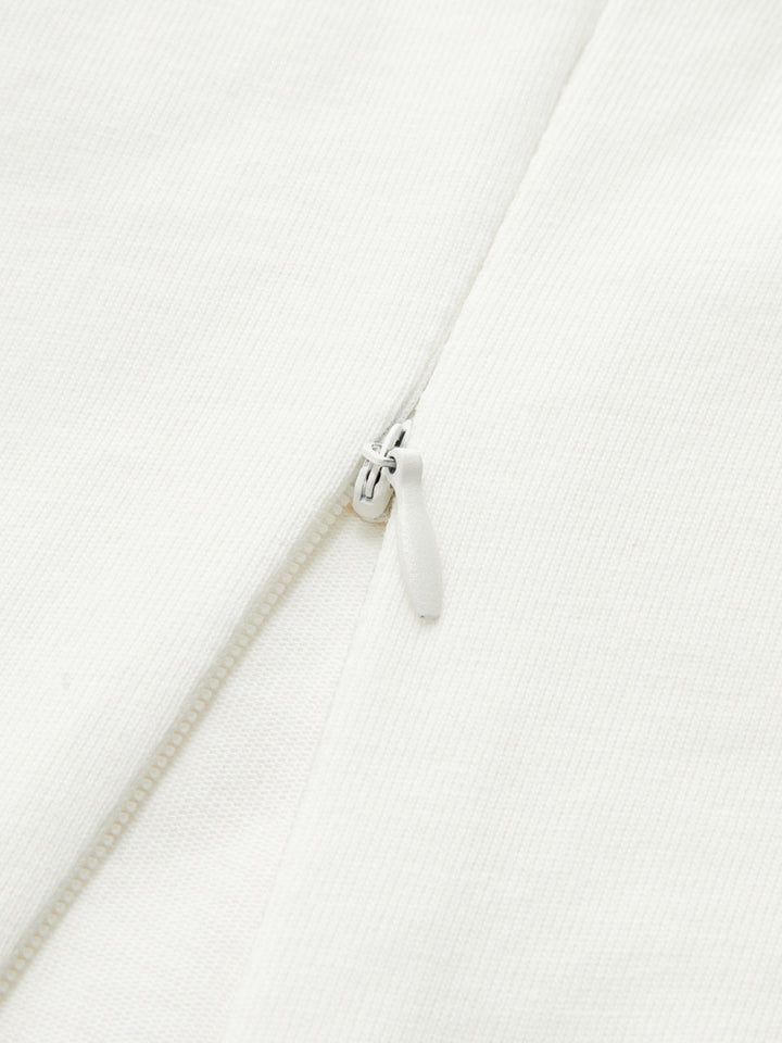 Cotton Ruched Asymmetrical Fitted Top