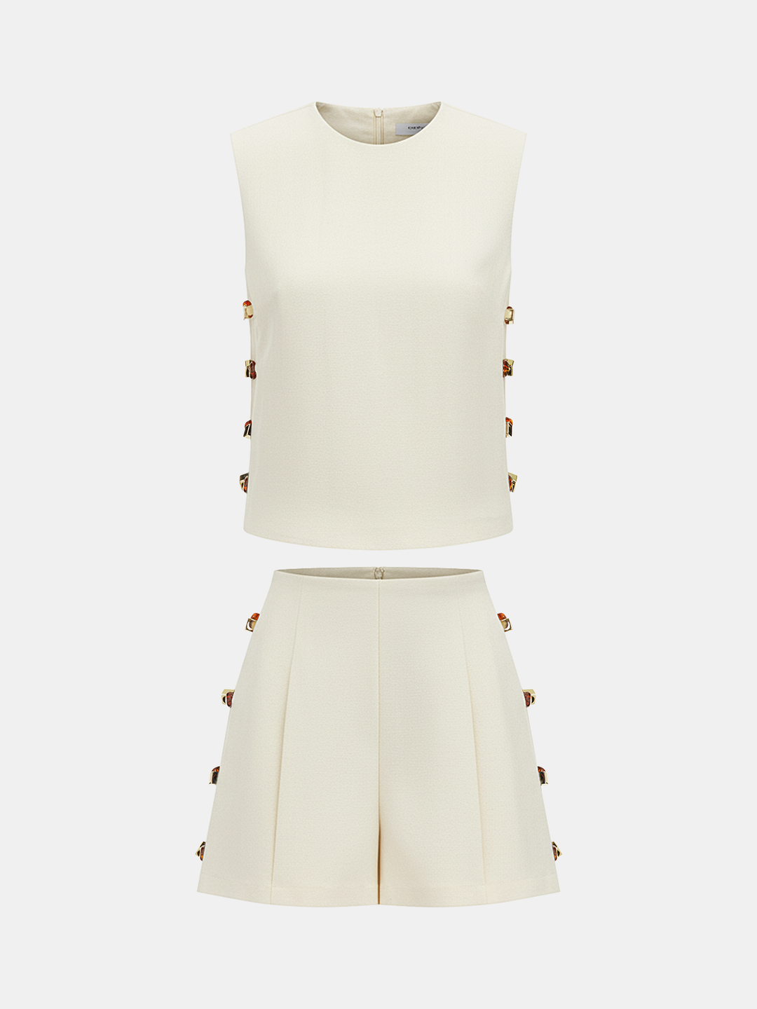 Tortoiseshell Detail Sleeveless Top & Shorts Set