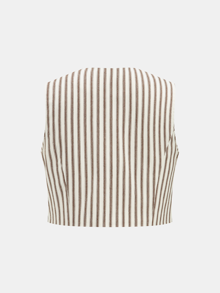 Cotton Striped Sleeveless Top & Midi Skirt Set