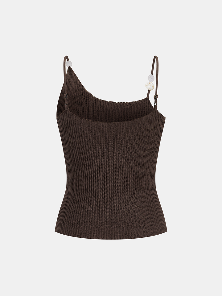 Shell Detail Ribbed Knit Cami Top