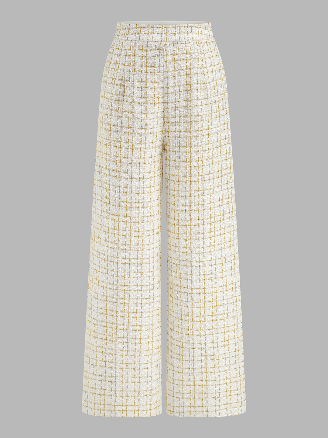 Checked Tweed Vest & Wide-Leg Pants Set