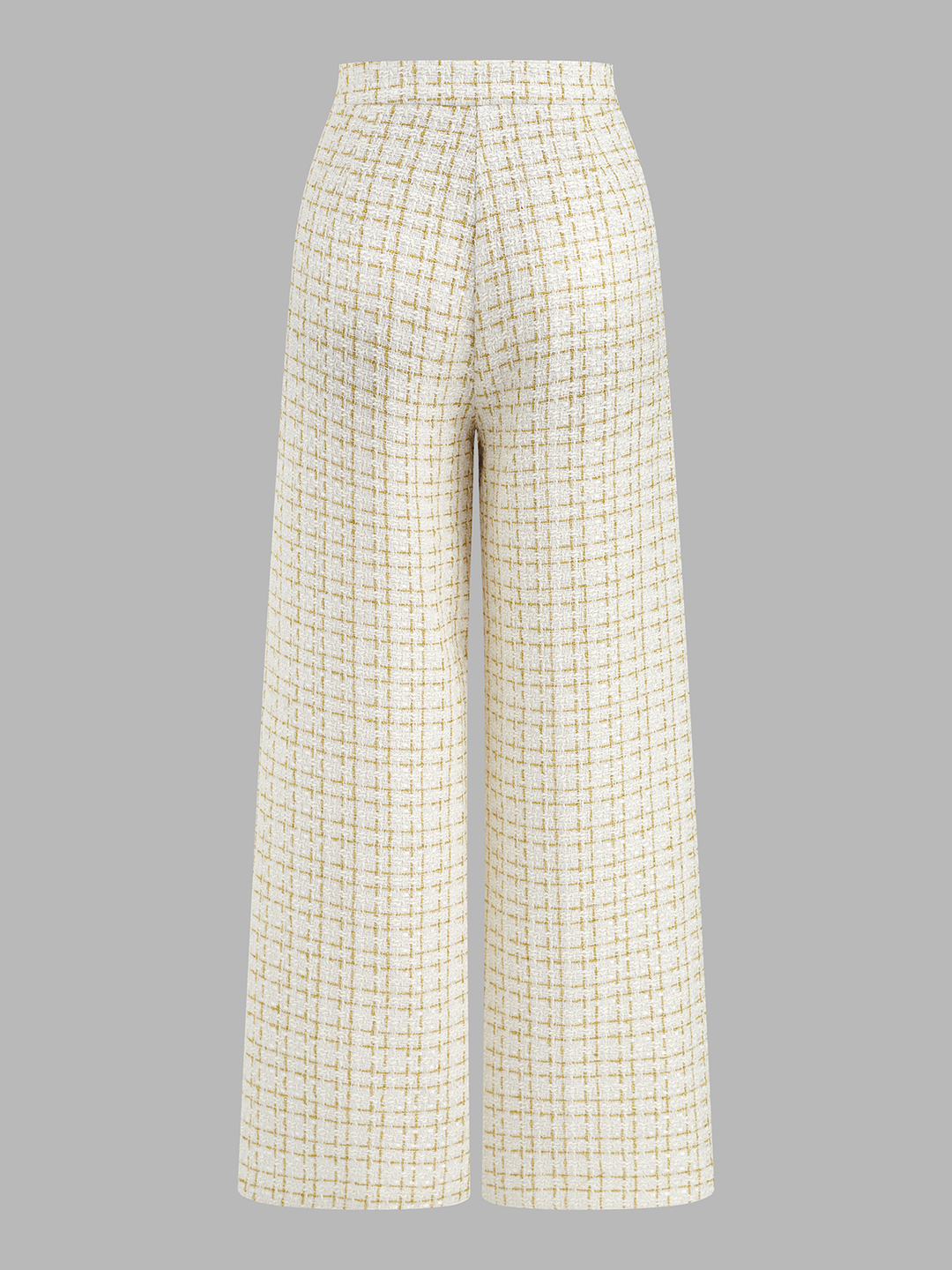 Checked Tweed Vest & Wide-Leg Pants Set