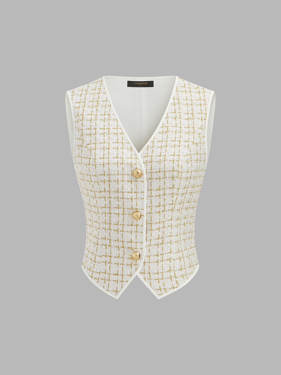 Checked Tweed Vest & Wide-Leg Pants Set