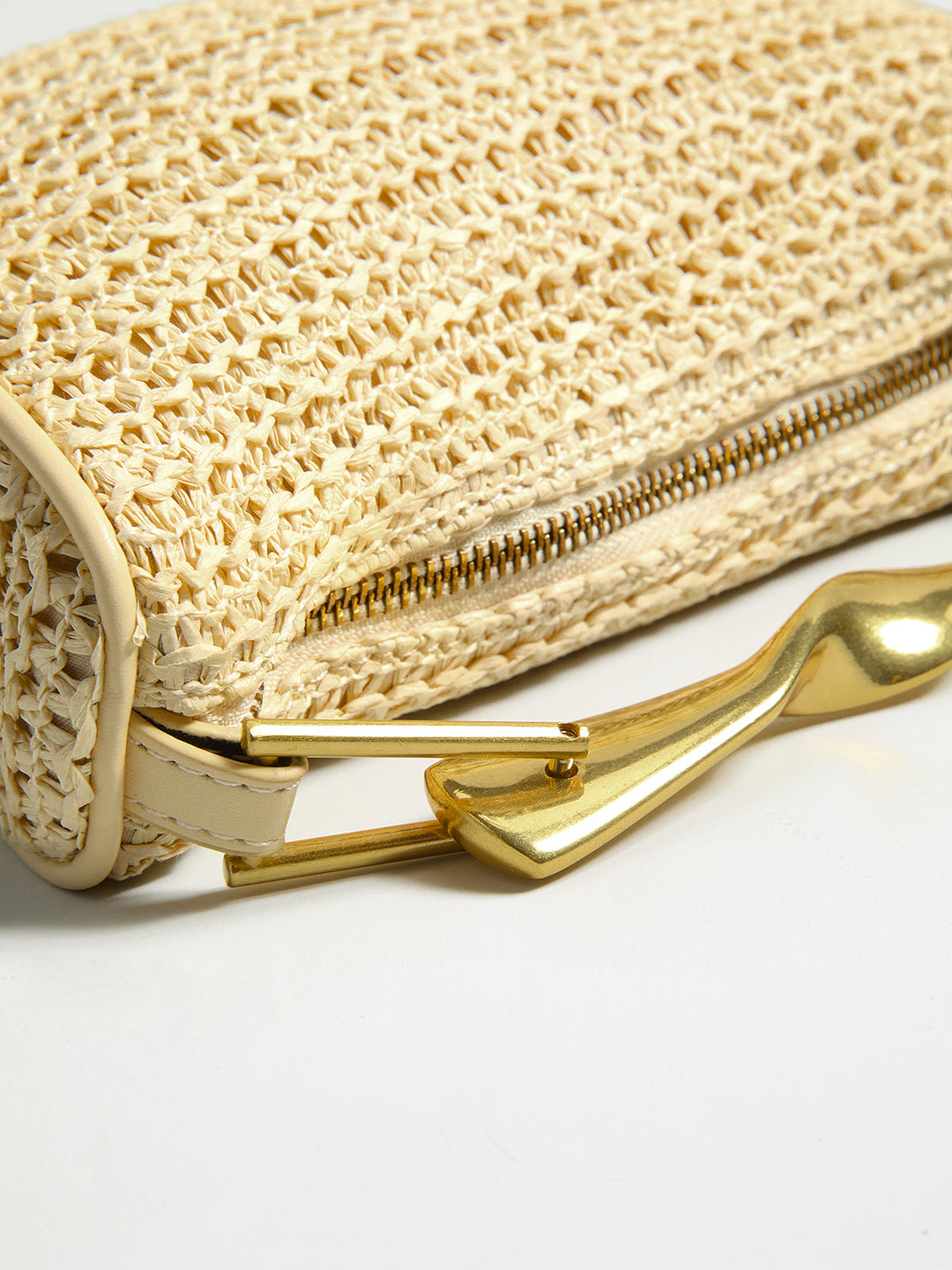 Twisted Handle Straw Woven Handbag