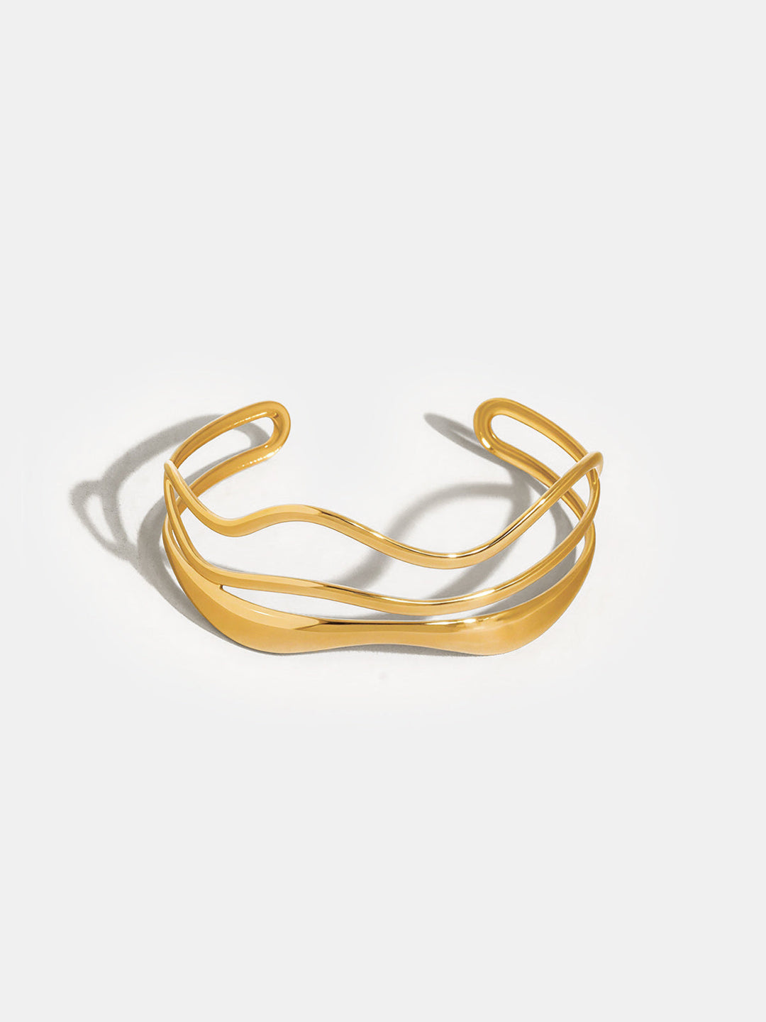 Irregular Wavy Open Cuff Bangle