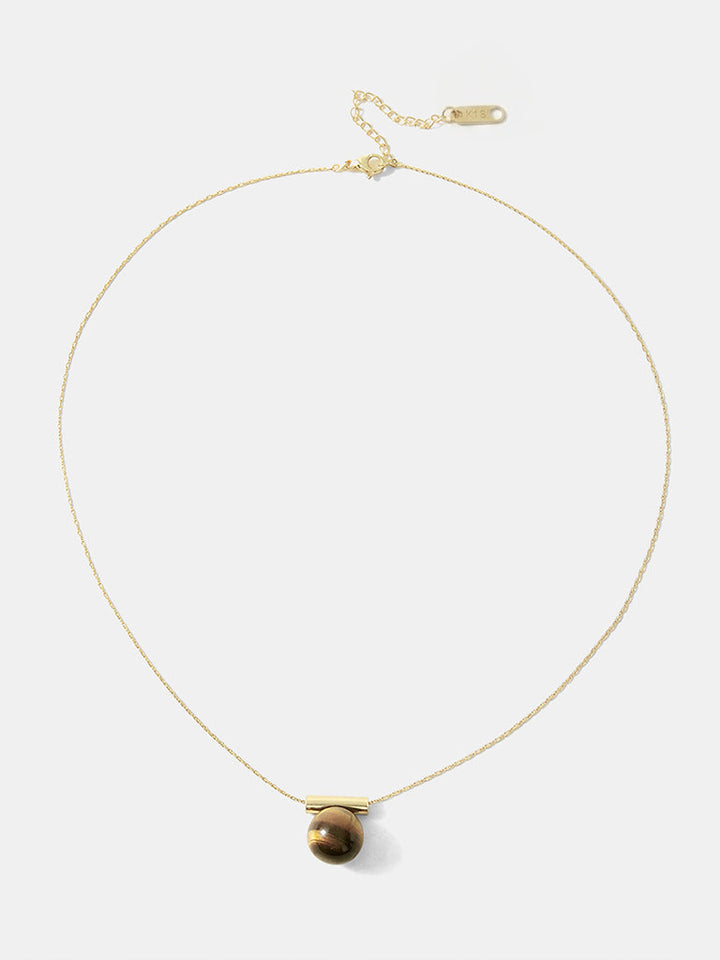 Minimalist Tiger Eye Pendant Necklace