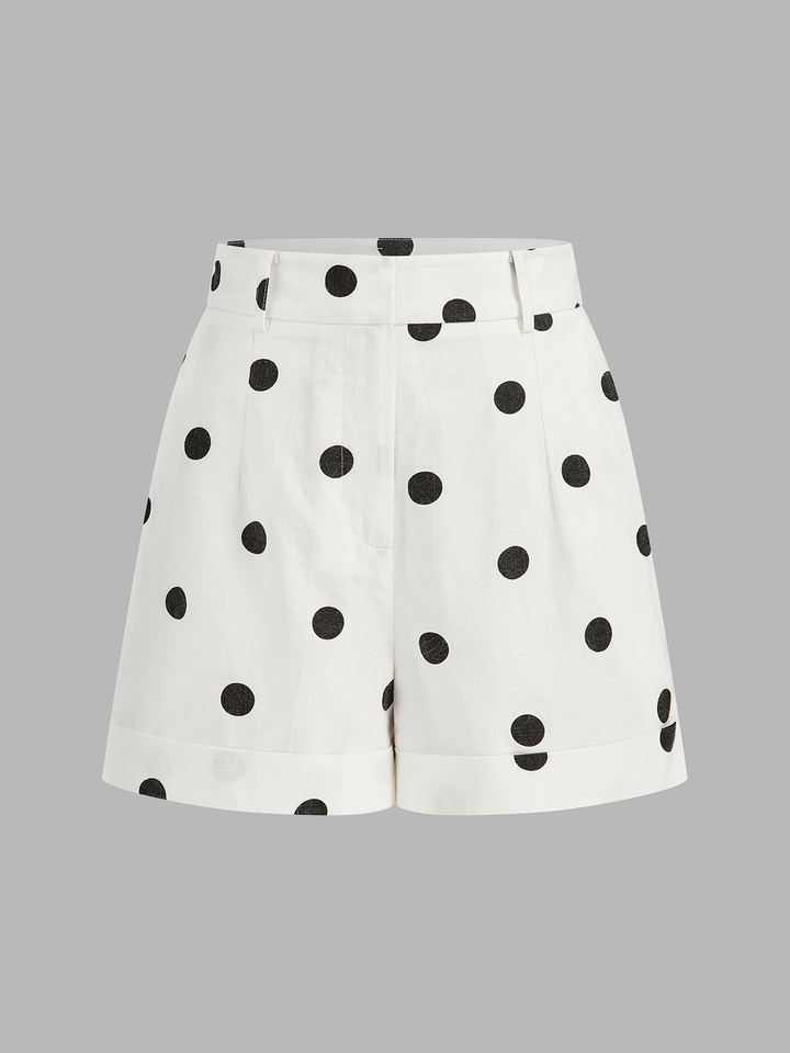 Polka Dot Belted Top & Shorts Set