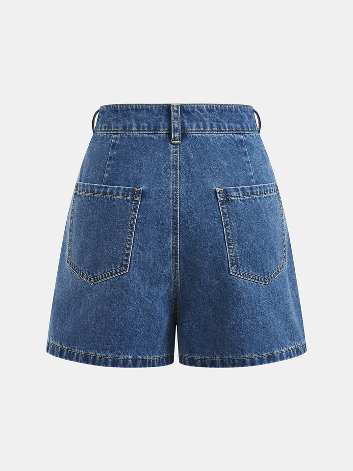 Tie-Back Denim Sleeveless Top & Shorts Set