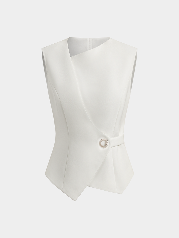 Asymmetric Buckle Waist Sleeveless Vest