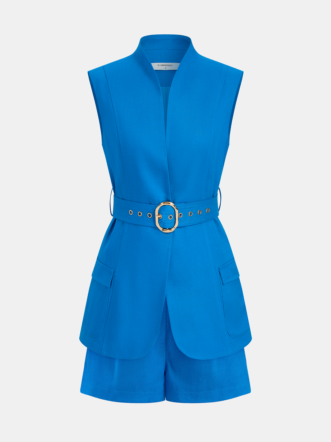 Sleeveless Blazer Vest & Pleated Shorts Set