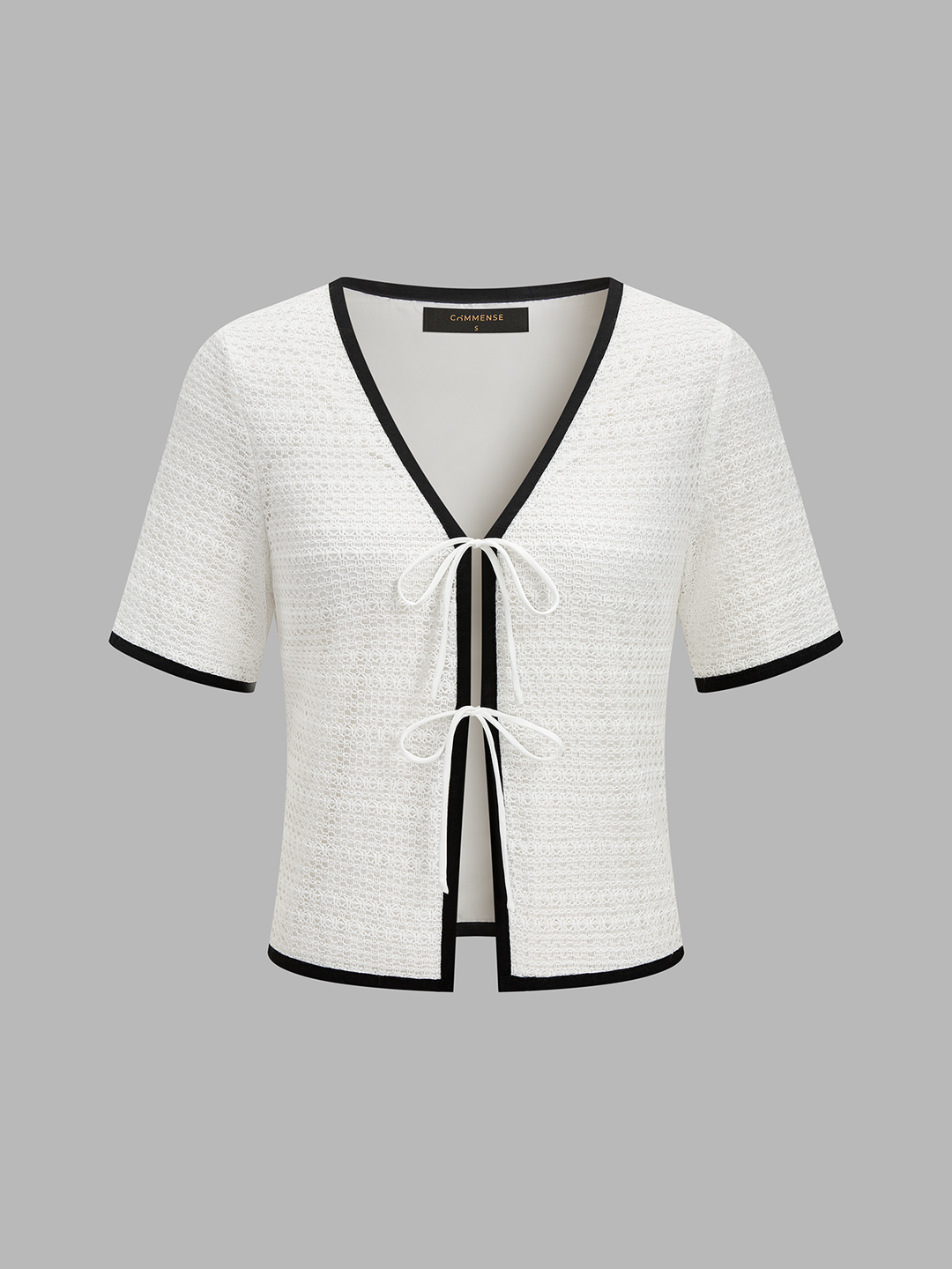 Knitted Contrast Binding Tie Front Top & Shorts Set