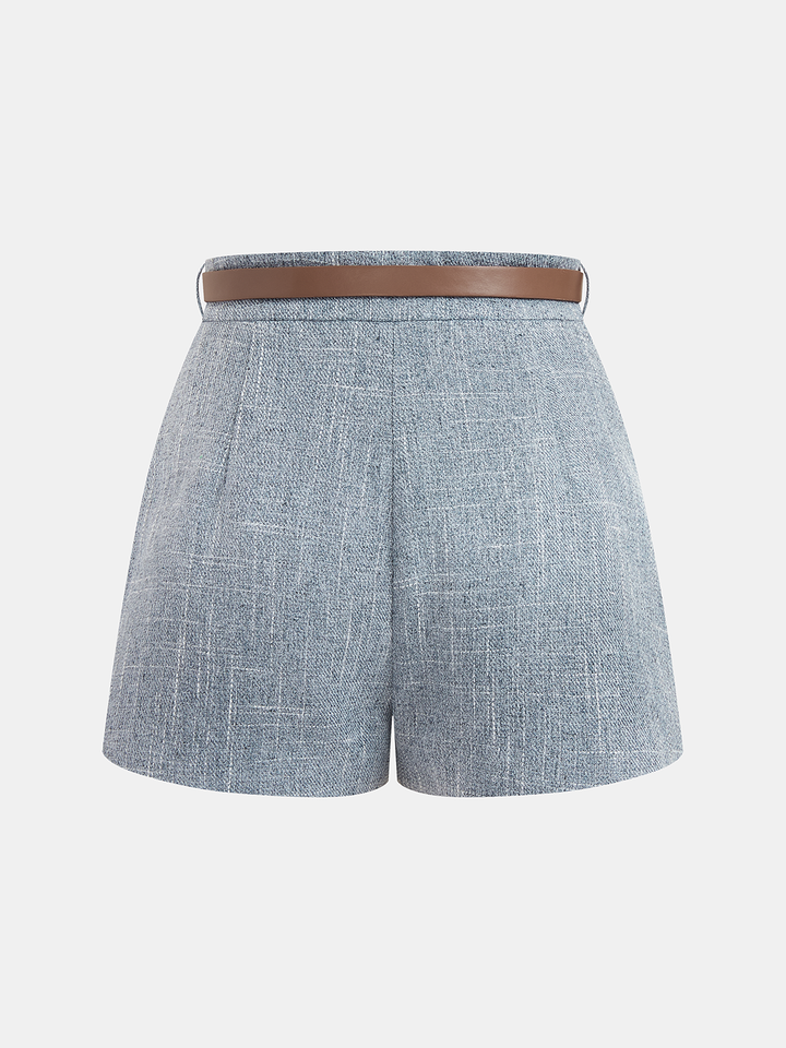 Belted Mid-Waist Casual Shorts