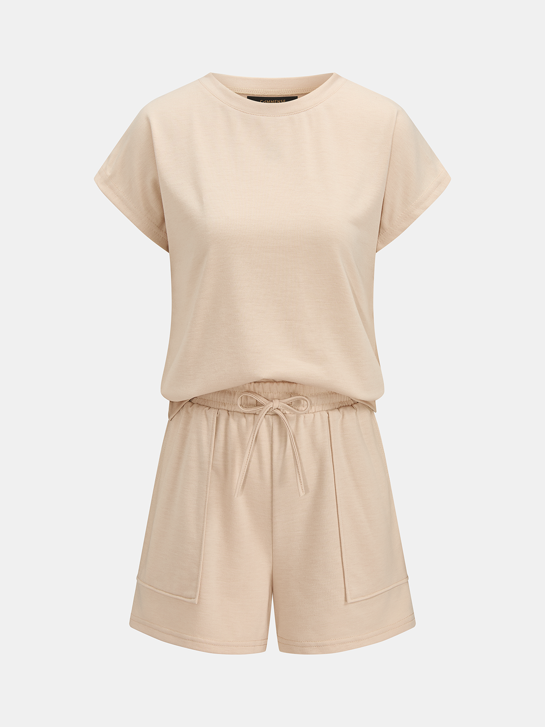 Casual Short Sleeve Top & Drawstring Shorts Set