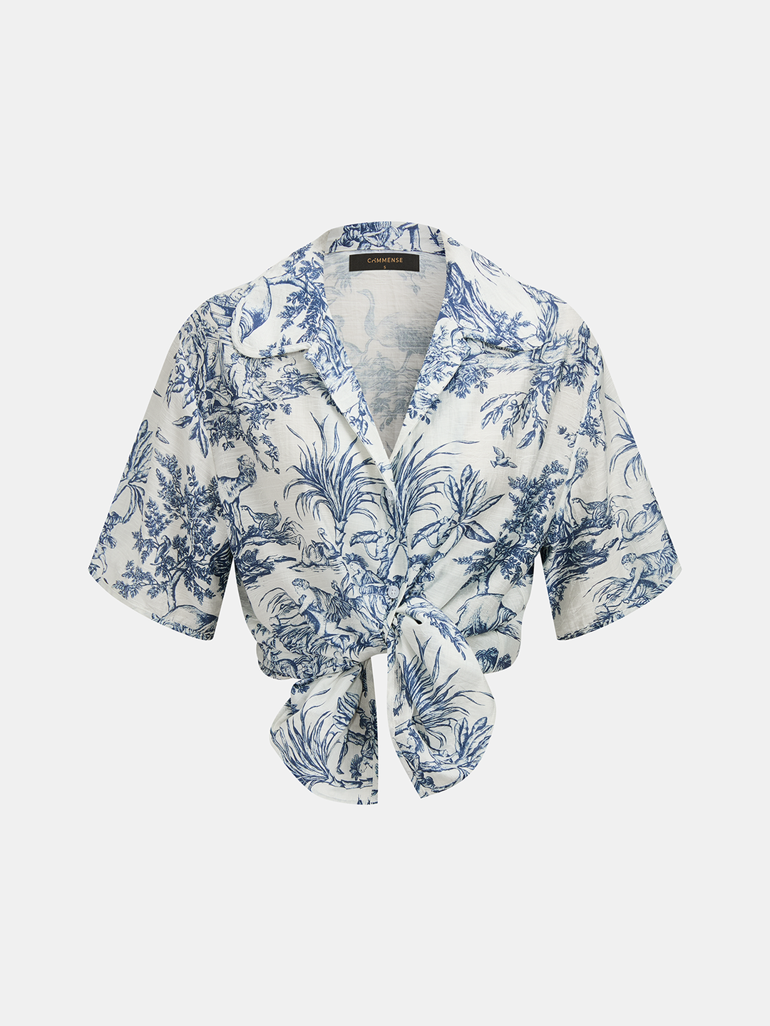 Toile Print Casual Three Piece Shorts Set