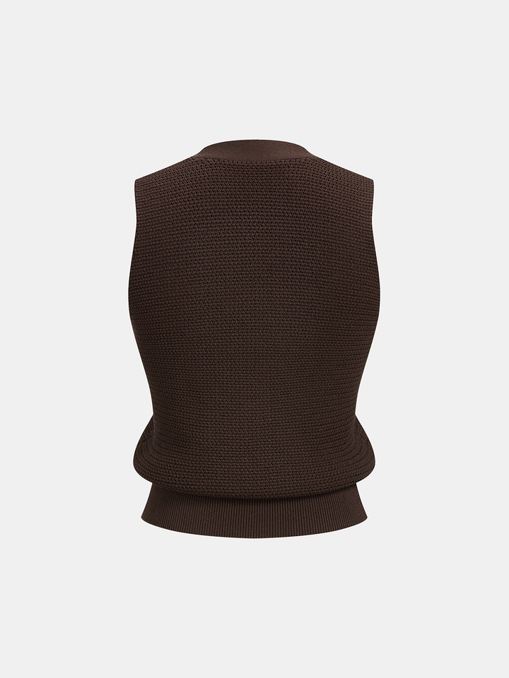 V Neck Button Down Knit Vest & Pants Set