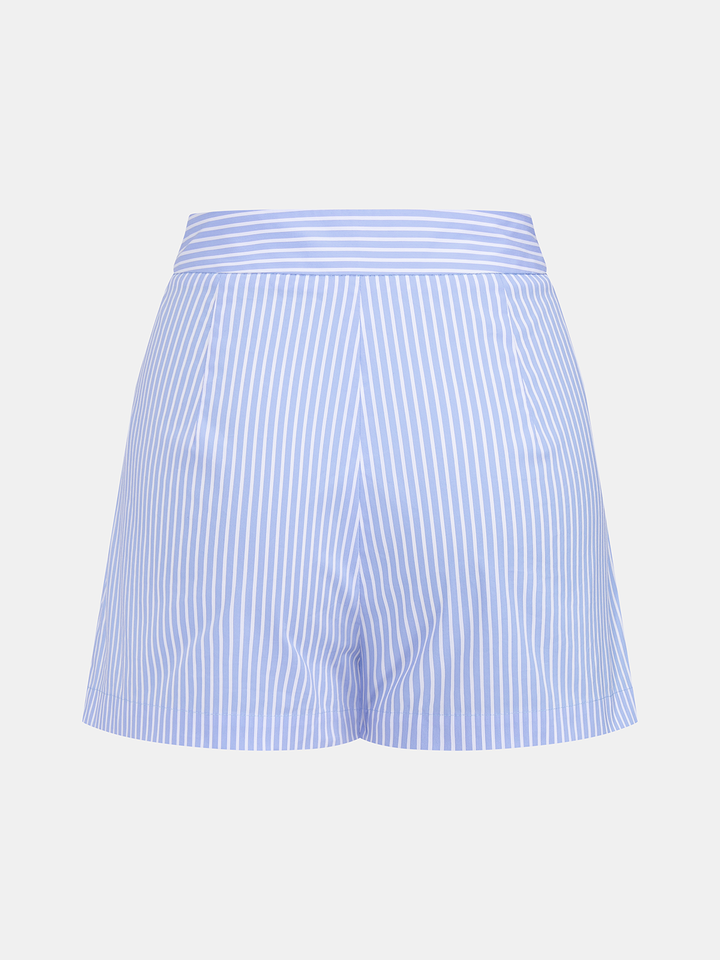 Cotton Striped Halter Peplum Top & Shorts Set