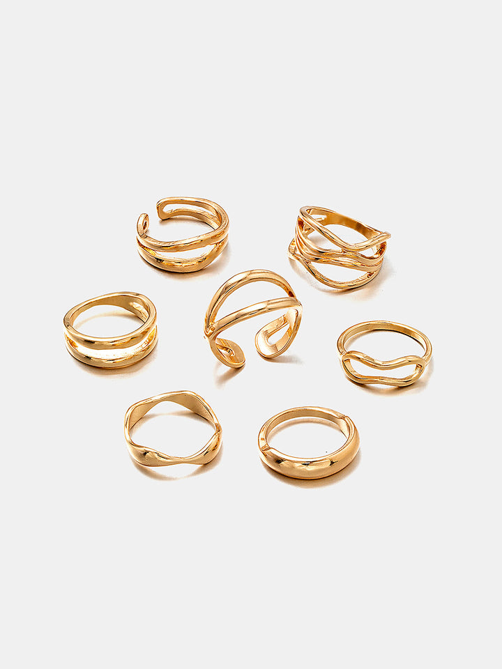 7pcs Hollow Irregular Stackable Ring Set