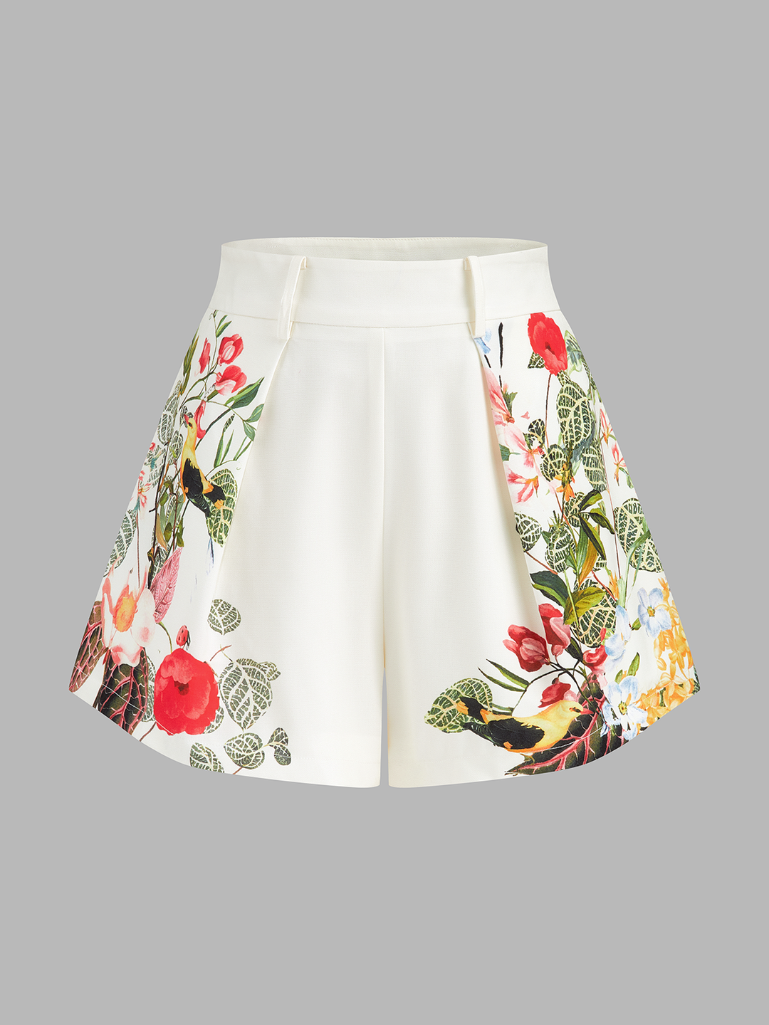 Floral Print Belted Strapless Top & Shorts Set