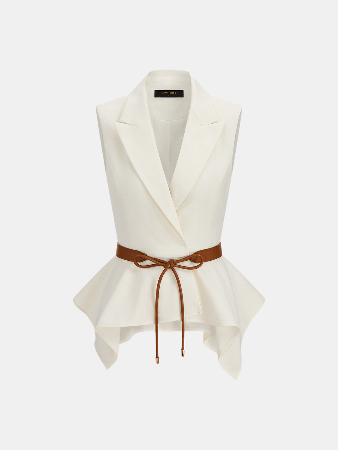Belted Peplum Blazer Vest & Wide Leg Pants Set