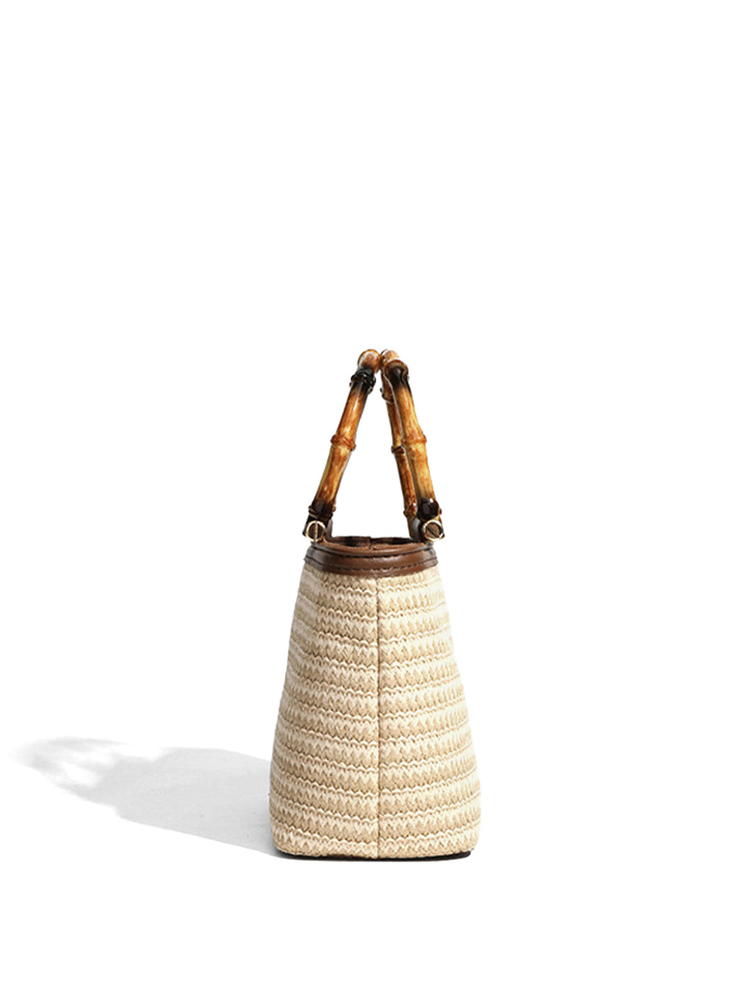 Bamboo Handle Straw Crossbody Handbag