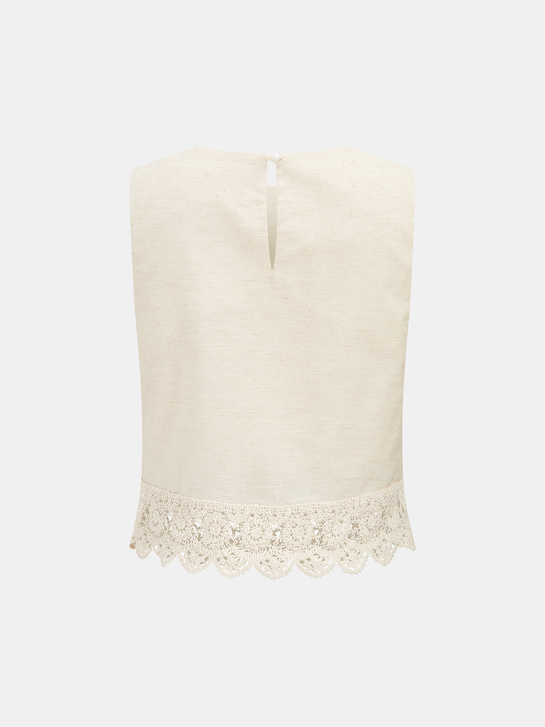 Cotton Linen Lace Trim Two-Piece Pants Set