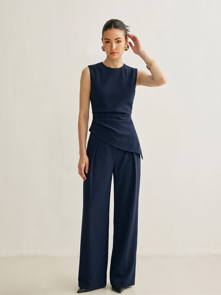 Sleeveless Asymmetric Top & Pleated Pants Set