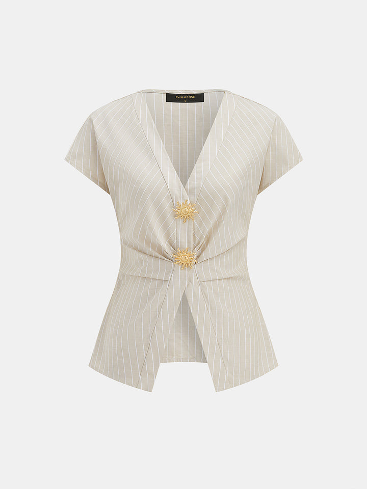 Striped Cotton Two Piece Pants Set
