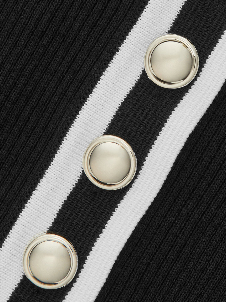 Ribbed Knit Short Sleeve Polo Top