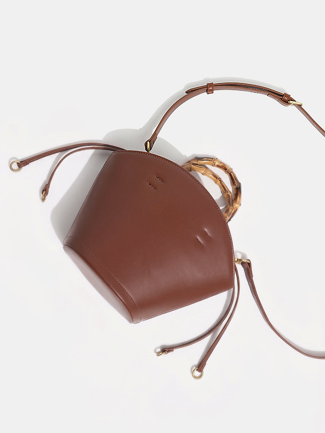 Bamboo Handle Bucket Crossbody Handbag
