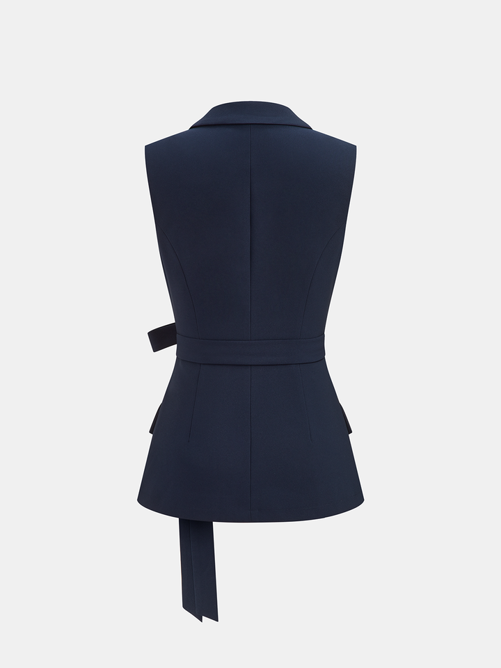 Belted Sleeveless Blazer & Shorts Set