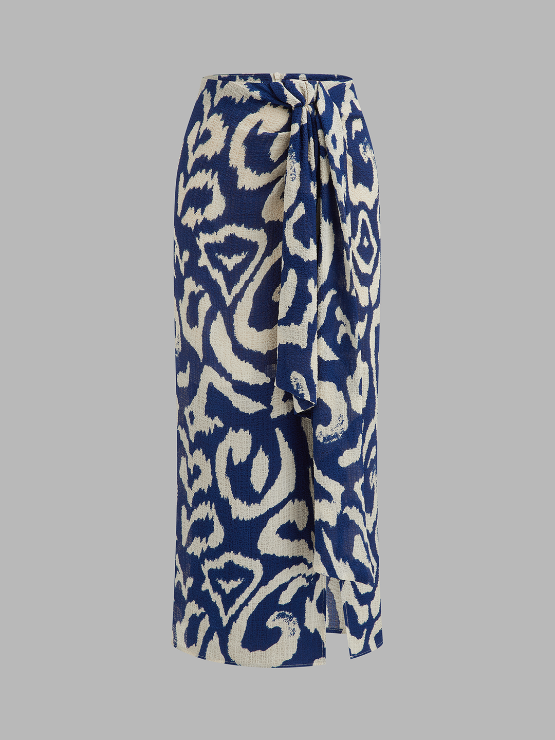 Halter Wrap Top & Abstract Print Skirt Set
