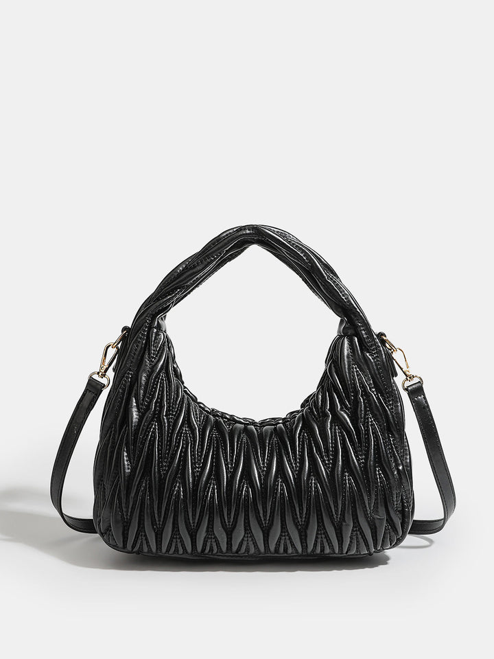 Faux Leather Ruched Crossbody Handbag