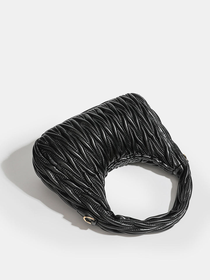 Faux Leather Ruched Crossbody Handbag