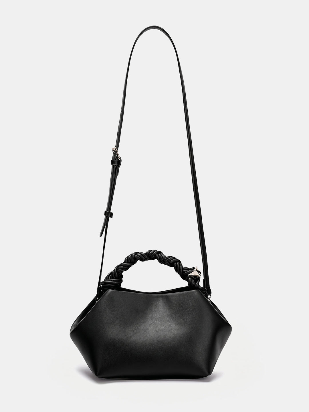 Braided Handle Soft Faux Leather Handbag