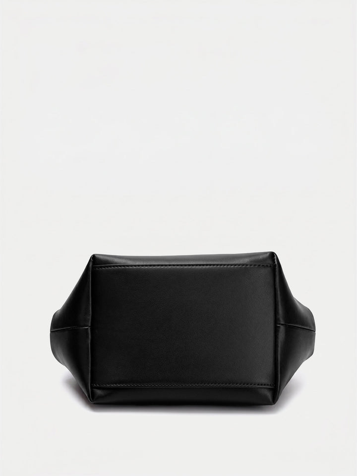 Braided Handle Soft Faux Leather Handbag