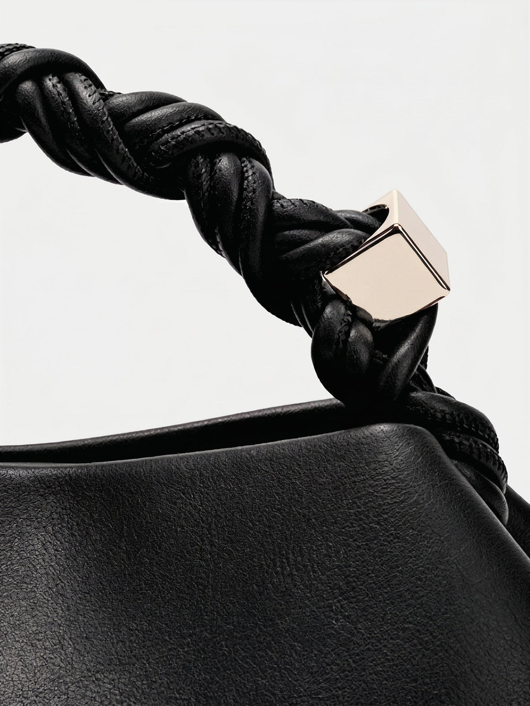 Braided Handle Soft Faux Leather Handbag