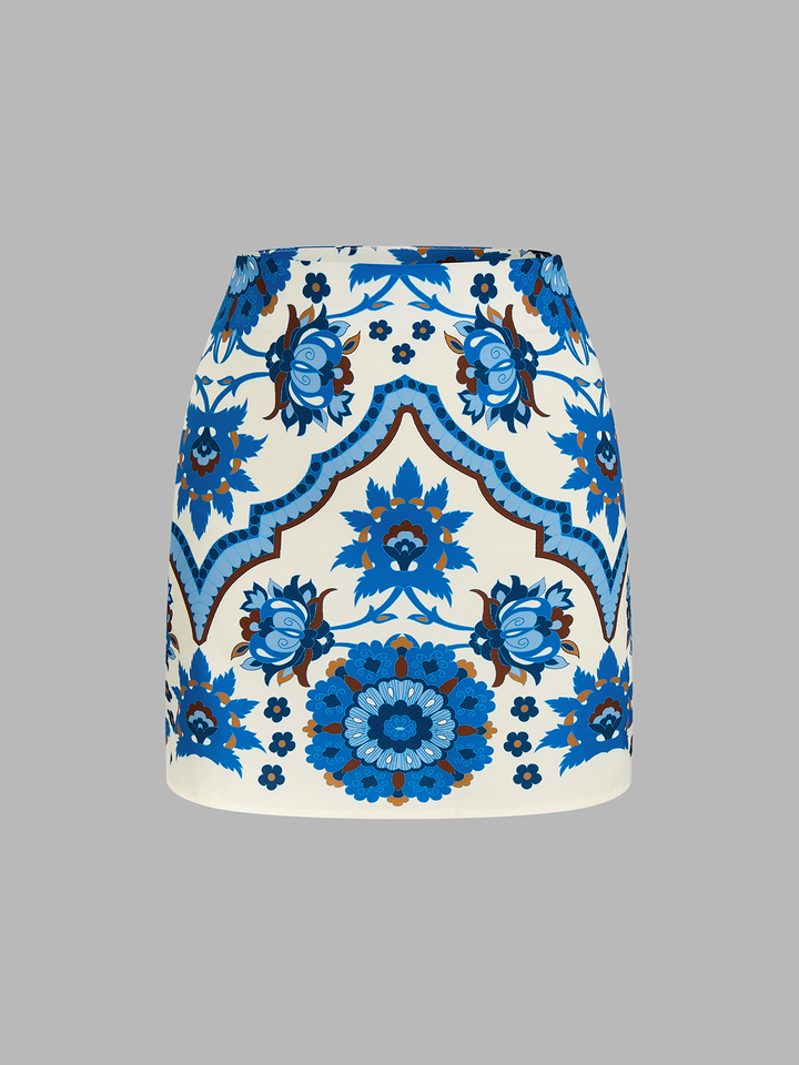 Floral Print Sleeveless Top & Mini Skirt Set