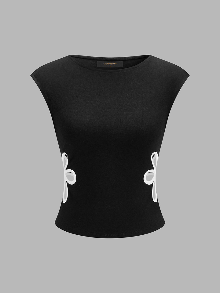 Flower Cutout Sleeveless Fitted Top