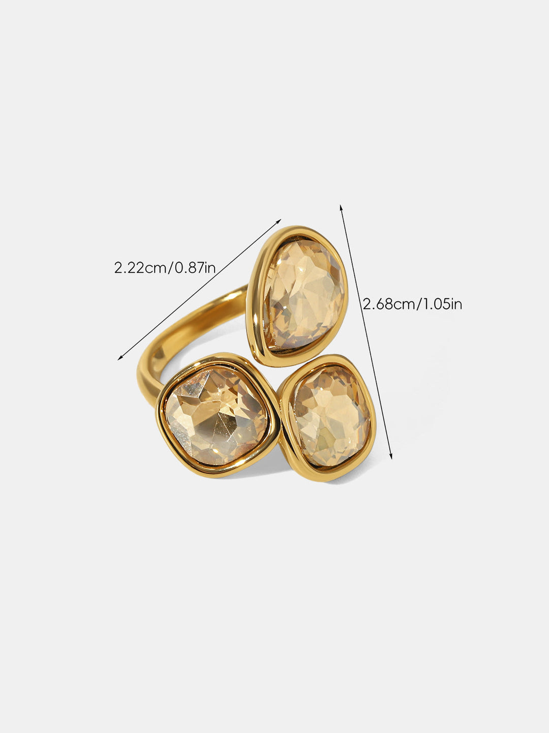 Three Stone Crystal Statement Ring
