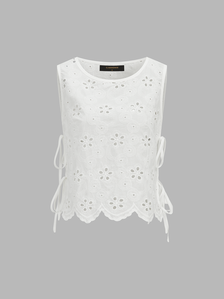 Eyelet Embroidery Two Piece Pants Set
