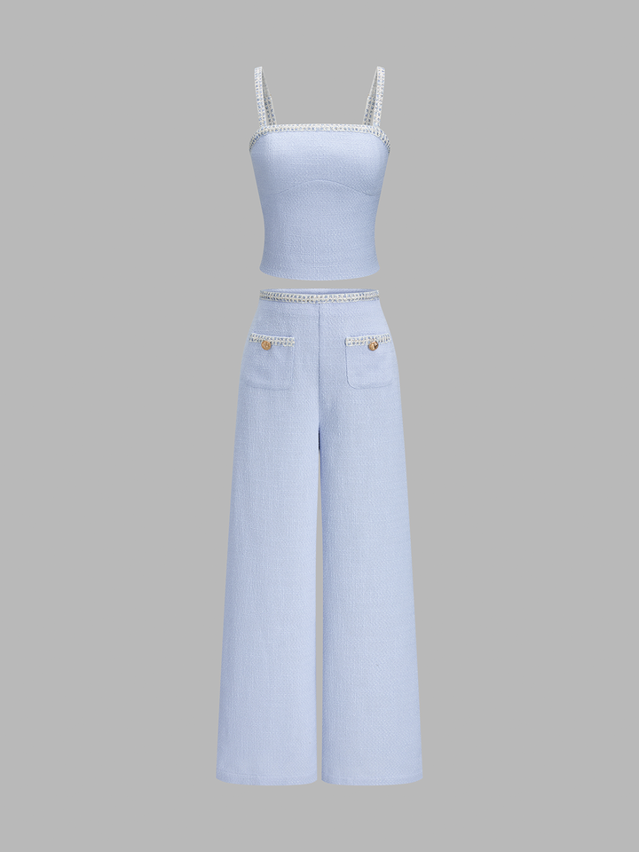 Textured Crop Cami Top & Pants Set