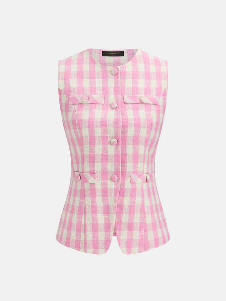 Gingham Sleeveless Vest & Shorts Set