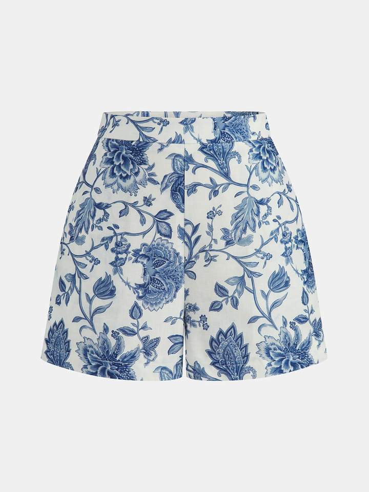 Floral Print Cropped Cami Top & Shorts Set