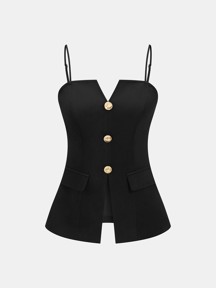 Metal Button Cami Top & Shorts Set
