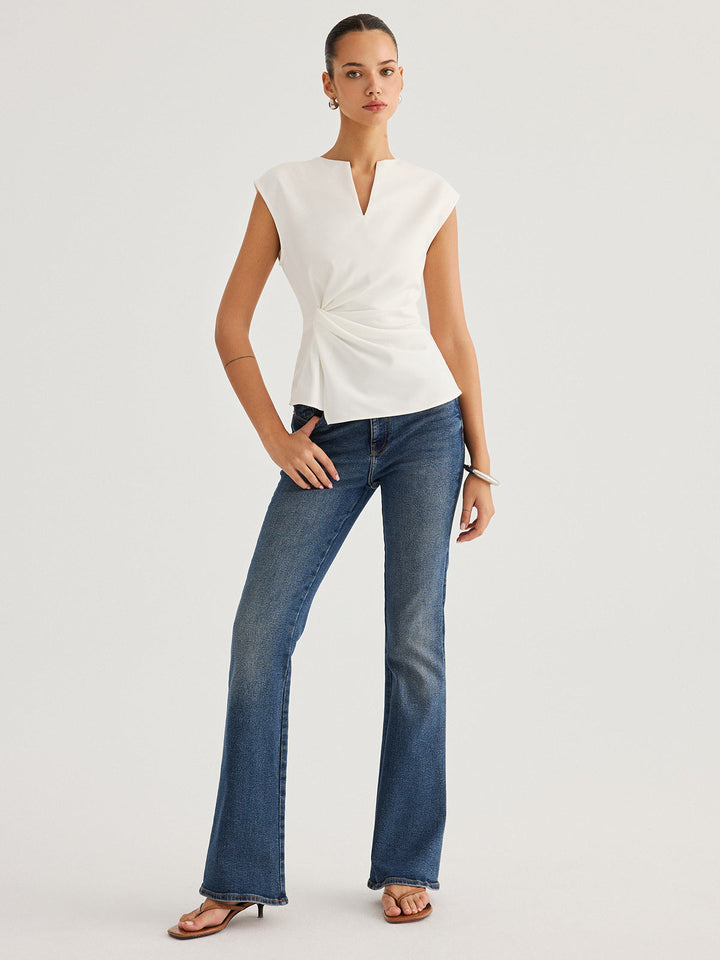 Sleeveless Twisted Waist Blouse