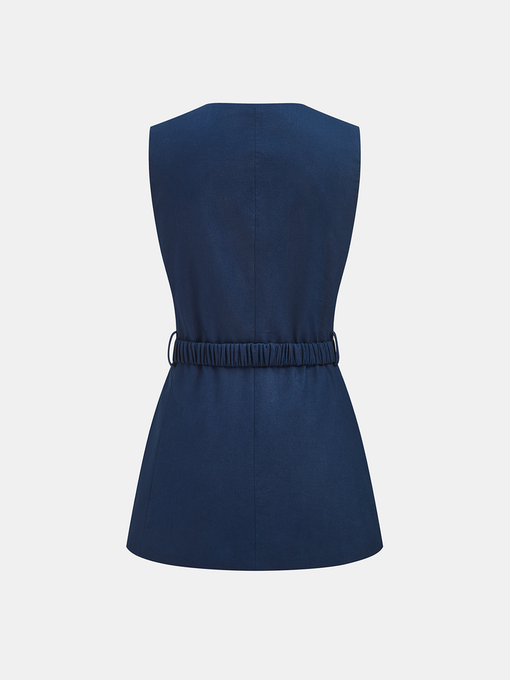Belted Tailored Vest & Shorts Set