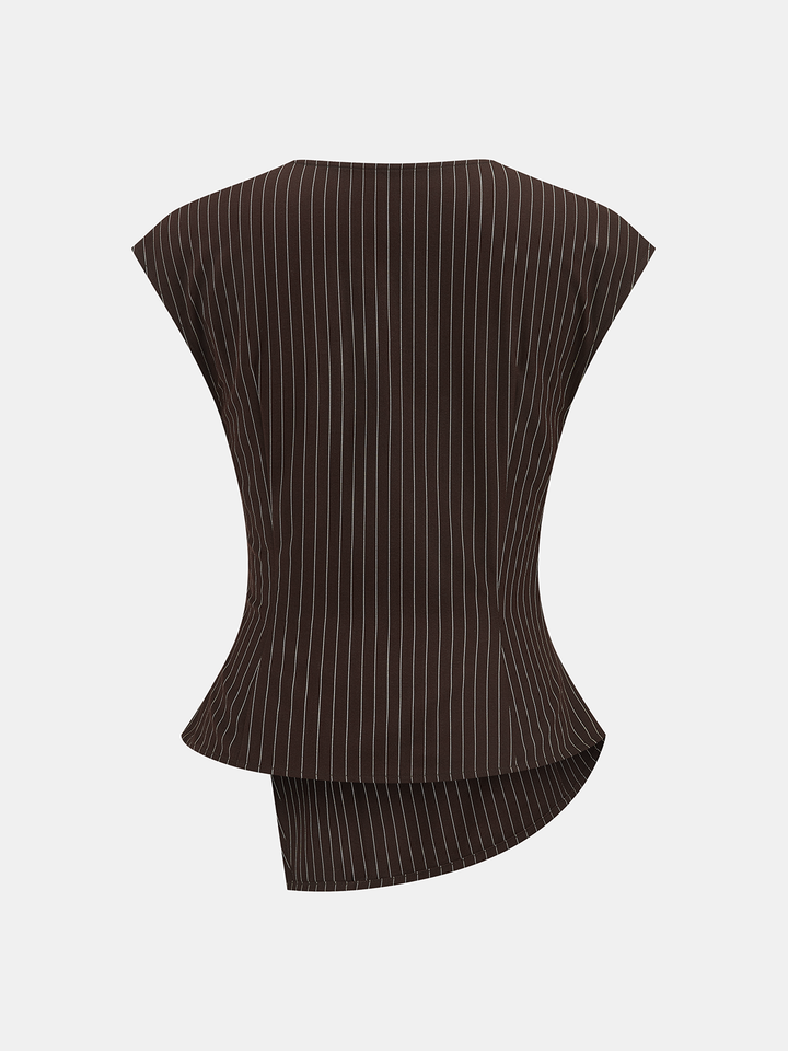 Pinstripe Sleeveless Blouse & Wide-Leg Pants Set