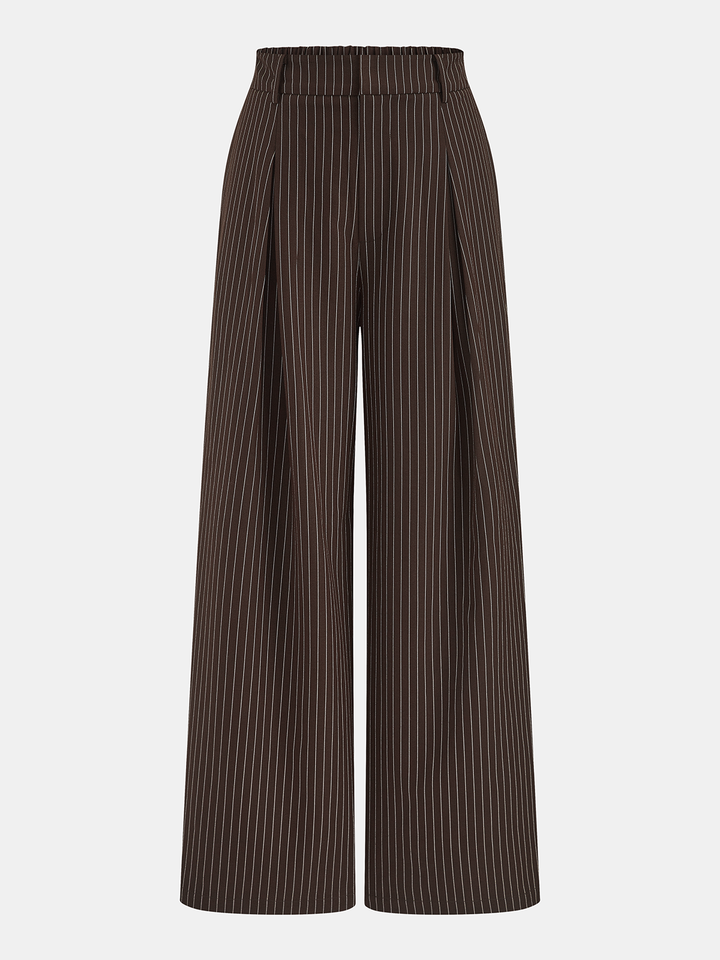 Pinstripe Sleeveless Blouse & Wide-Leg Pants Set